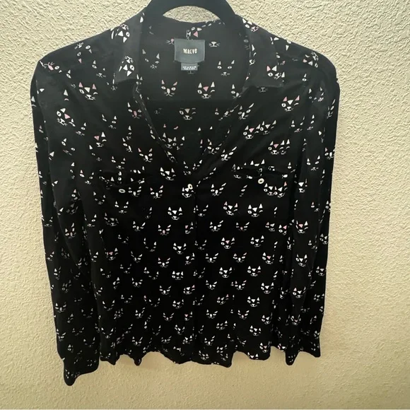 Maeve by Antropology Black Cat Print Blouse - Picture 10 of 11